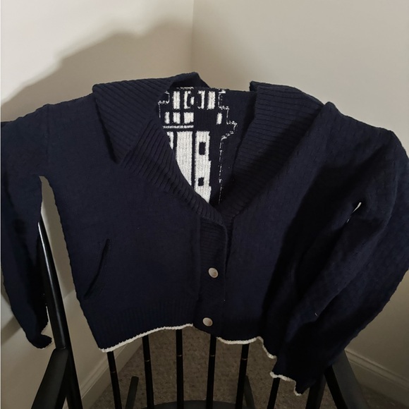 The Normal Brand Navy and Cream Lighthouse Cardigan - Picture 3 of 6